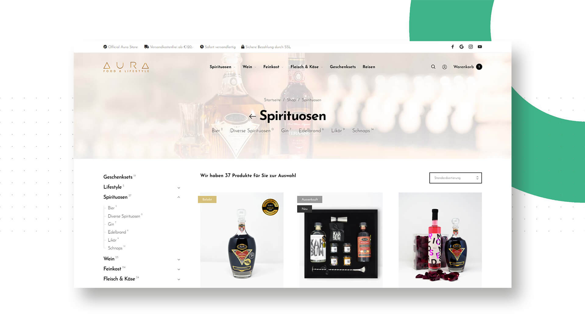 Aura Delikatessen Onlineshop E-Commerce Netshaper Strasshof